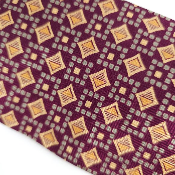 Expressions by APN Men Tie 100% Silk Geometric Purple Gray Gold Size 57x4 - NWOT - Picture 2 of 5